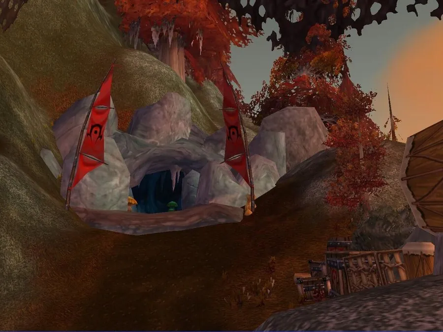 The Horde entrance on the north side, framed by Horde banners.